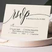 Carte de réponse de mariage à écriture simple crèm