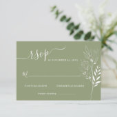 Carte de réponse de mariage à feuillage de fleurs  (Debout devant)