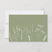 Carte de réponse de mariage à feuillage de fleurs  (Dos)