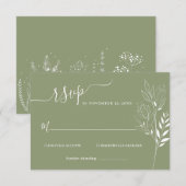 Carte de réponse de mariage à feuillage de fleurs  (Devant / Derrière)