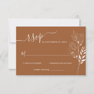 Carte de réponse de mariage à feuillage de fleurs