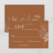 Carte de réponse de mariage à feuillage de fleurs (Devant / Derrière)