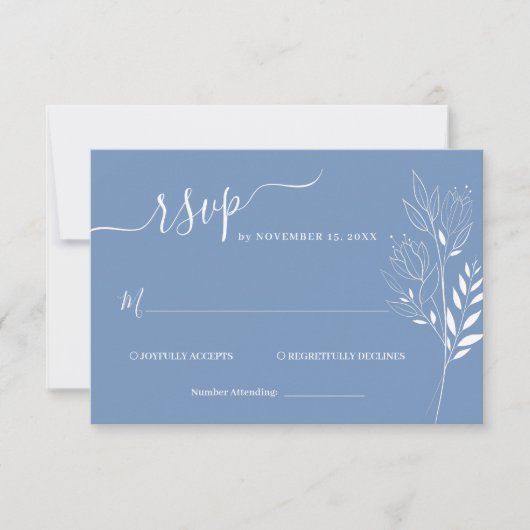 Carte de réponse de mariage à feuillage de fleurs (Devant)