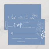 Carte de réponse de mariage à feuillage de fleurs (Devant / Derrière)