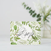 Carte de réponse de mariage à feuillage vert sauva (Debout devant)