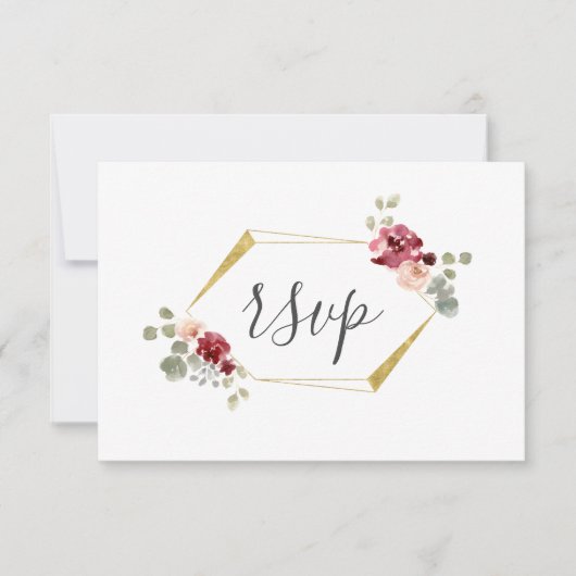 Carte de réponse de mariage à fleur de Bourgogne g (Devant)