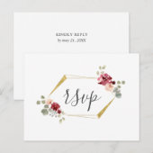Carte de réponse de mariage à fleur de Bourgogne g (Devant / Derrière)