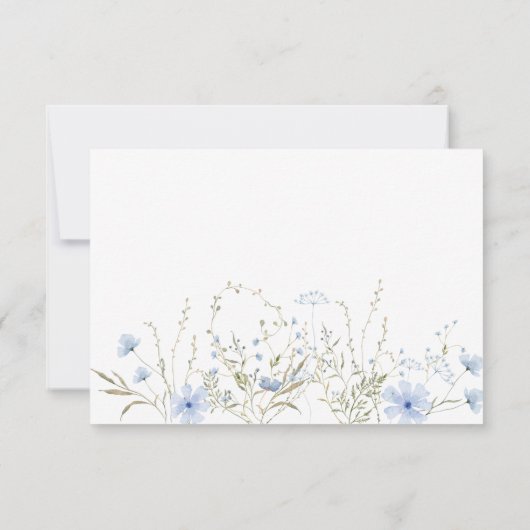 Carte de réponse de mariage à fleur sauvage bleue (Dos)