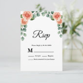 Carte de réponse de mariage à fleurs arquées Rose (Debout devant)