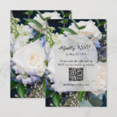 Carte de réponse de mariage à fleurs bleues (Devant / Derrière)