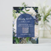Carte de réponse de mariage à fleurs bleues (Debout devant)