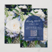 Carte de réponse de mariage à fleurs bleues (Devant / Derrière)