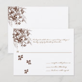 Carte de réponse de mariage à fleurs brunes (Devant / Derrière)