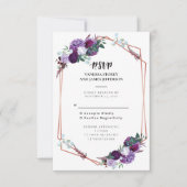 Carte de réponse de mariage à fleurs géométriques (Devant)