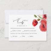 Carte de réponse de mariage à fleurs rouges (Devant)