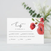 Carte de réponse de mariage à fleurs rouges (Debout devant)
