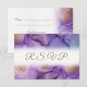 Carte de réponse de mariage à fleurs violettes (Devant / Derrière)
