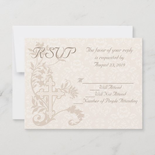 Carte de réponse de mariage à flourish de croix ch (Devant)