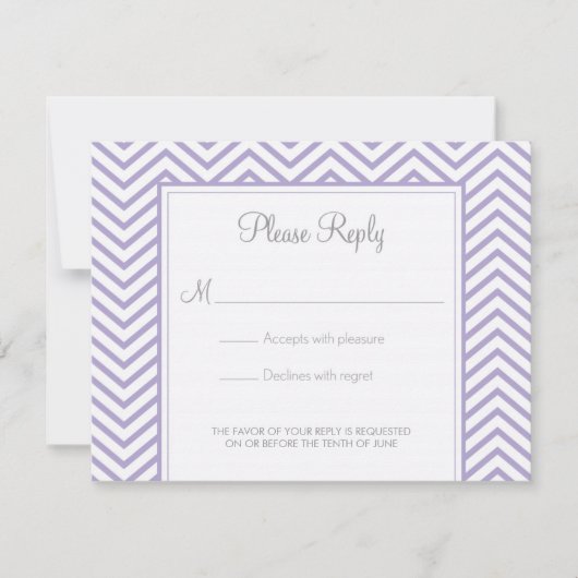 Carte de réponse de mariage à impression chevron l (Devant)
