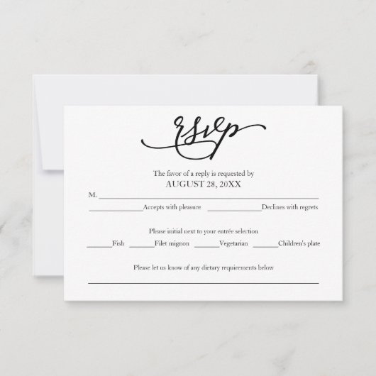 Carte de réponse de mariage à la calligraphie élég (Devant)