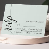 Carte de réponse de mariage à la calligraphie élég