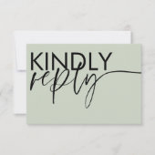 Carte de réponse de mariage à la calligraphie vert (Devant)
