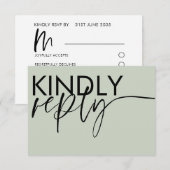 Carte de réponse de mariage à la calligraphie vert (Devant / Derrière)