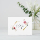 Carte de réponse de mariage à la fleur de Bourgogn (Debout devant)