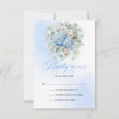 Carte de réponse de mariage à la flore bleue éléga (Devant)