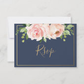 Carte de réponse de mariage à la flore de blush mo (Dos)