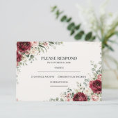 Carte de réponse de mariage à la flore de Bourgogn (Debout devant)