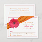 Carte de réponse de mariage à la gerbera rose et r (Devant / Derrière)