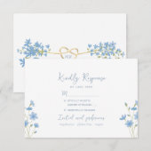 Carte de réponse de mariage à la pervenche fleur s (Devant / Derrière)