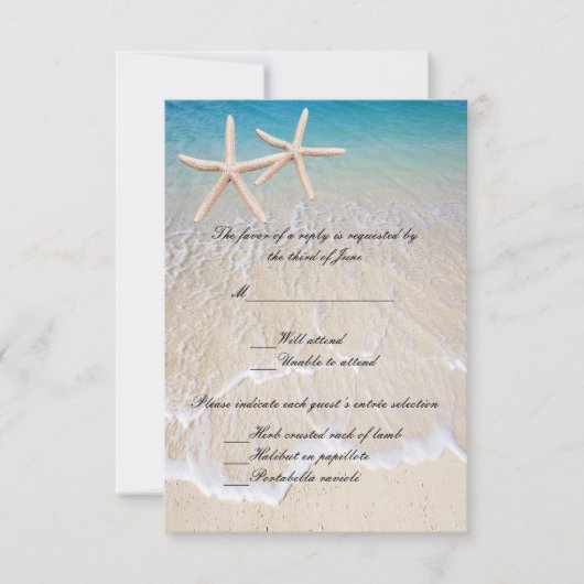 Carte de réponse de mariage à la plage Starfish (Devant)