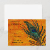 Carte de réponse de mariage à la plume de paon ave (Devant / Derrière)