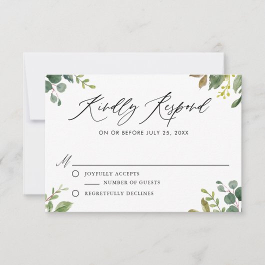 Carte de réponse de mariage à la végétation botani (Devant)