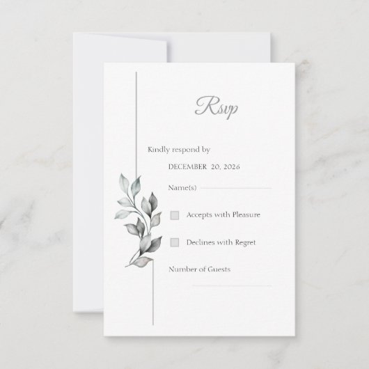 Carte de réponse de mariage à la végétation noir e (Devant)