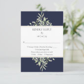 Carte de réponse de mariage à la verdure bleue mar (Debout devant)