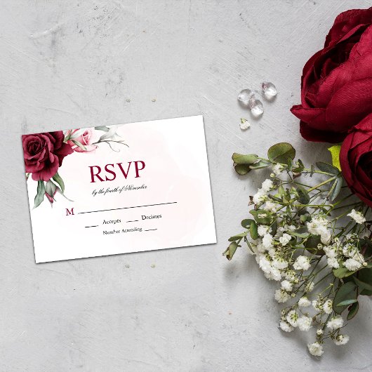 Carte de réponse de mariage à la verdure de Bourgo