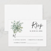 Carte de réponse de mariage à la verdure d'eucalyp (Devant / Derrière)