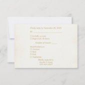 Carte de réponse de mariage à la verdure d'or d'iv (Dos)