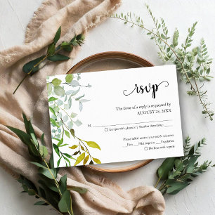 Carte de réponse de mariage à la verdure élégante