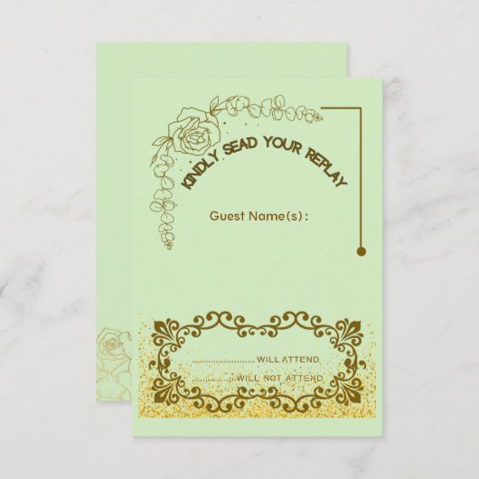 Carte de réponse de mariage à la verdure florale (Devant / Derrière)