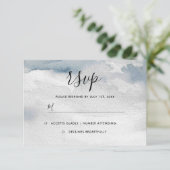Carte de réponse de mariage à l'aquarelle bleu pou (Debout devant)
