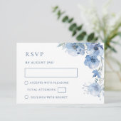 Carte de réponse de mariage à l'aquarelle bleue (Debout devant)