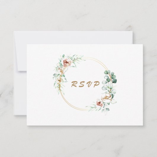 Carte de réponse de mariage à l'aquarelle de feuil (Devant)