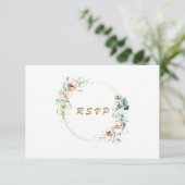 Carte de réponse de mariage à l'aquarelle de feuil (Debout devant)
