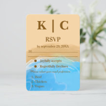 Carte de réponse de mariage à l'aquarelle de plage