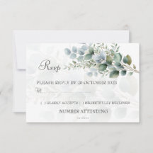 Carte de réponse de mariage à l'aquarelle eucalypt
