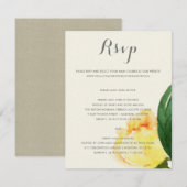 CARTE DE RÉPONSE DE MARIAGE À L'AQUARELLE JAUNE BR (Devant / Derrière)